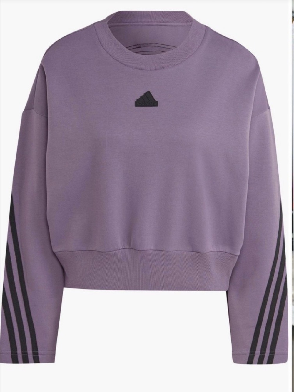adidas Future Icon Oversize 3-Stripes Crewneck Sweatshirt in Purple Sz Large EUC